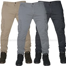 Pantaloni Cargo Uomo con Tasche Laterali Multitasche Tasconi slim elasticizzati