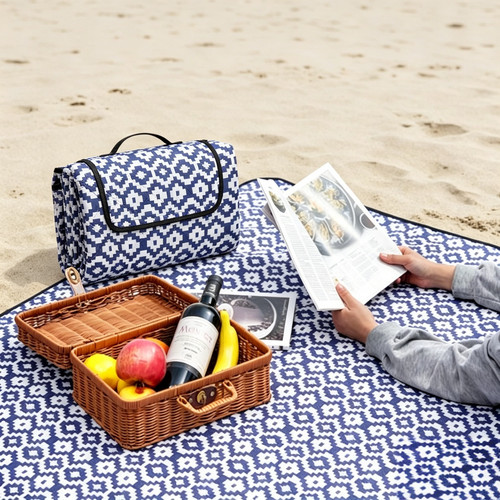 Blue large picnic blanket - blue,