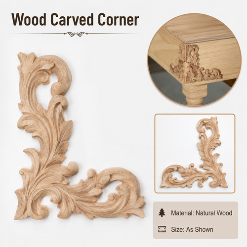 4pcs wooden carved - 4pcs, corner