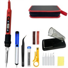 80W Digital Soldering Iron Kit LCD Temp Control Welding Tool with Tips Set
