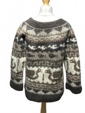 Hand-Knit Icelandic Patterned Wool Sweater