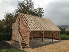 3 Bay Oak Framed Garage Kit with Useable Roof Space - 9x6m Full Oak Gable End