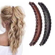 3x Large Banana Hair Clip Tort Twisted Long Fish Clip Comb Grip UK Womens Holder
