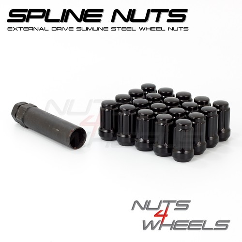 Black spline wheel nuts - 20,
