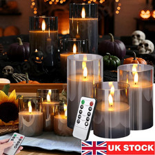 3 Pack LED Candles Set With Remote Control Timer Flameless Flickering Glass Wax