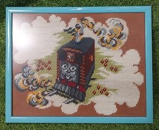 Vintage 1980s Thomas the Tank Engine Toby Train Cross Stitch Embroidery Picture