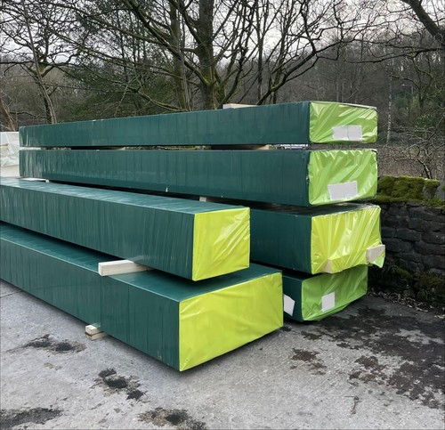 Glulam timber beams cut - cut, to