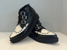 TUK TUKskin Black White Pointed Toe Buckle Pointed Creeper boots Womens 8 Mens 6