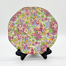 James Kent Fenton Apple Blossom Chintz Bread & Butter Plate 6 1/2” Gold Trim