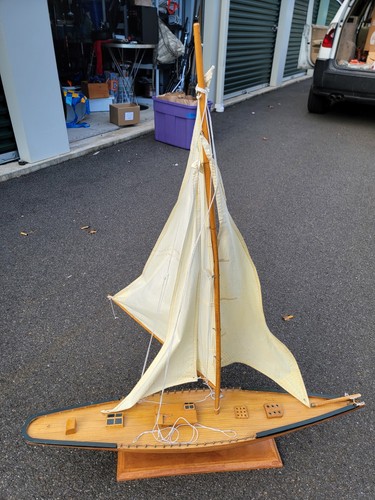 Wooden pond yacht sail - sail, boat