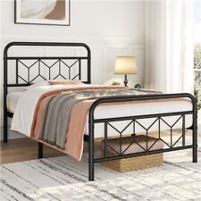 3ft/4ft6 Metal Bed Frame Bedstead with Vintage Headboard/Storage Black/White