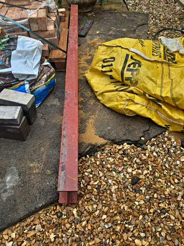 Red painted steel beam rsj - painted, i-beam
