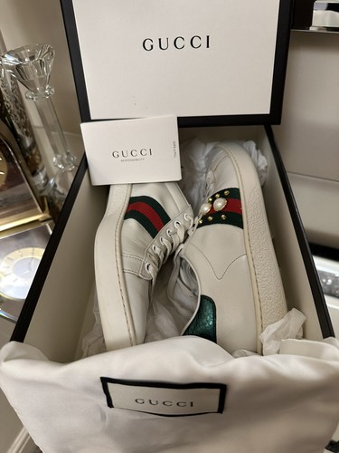 Gucci ace pearls trainers - gucci,