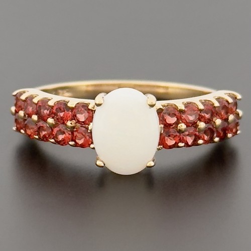 9ct yellow gold opal garnet - 9ct, &