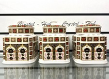 Crown Derby Tea Coffee Sugar Jar Set of 3 Imari Air Tight Canister Bone China