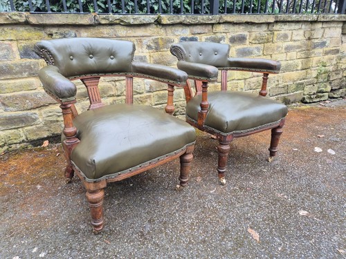Two reupholstered oak - reupholstered,