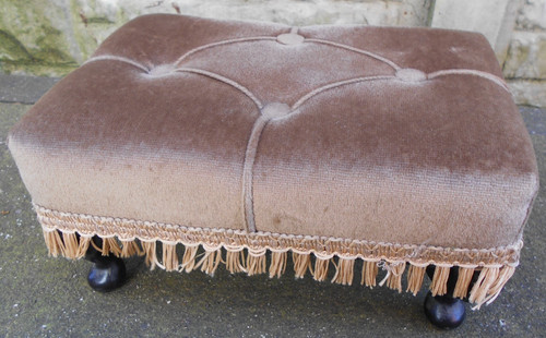 Vintage footstool brown - brown, dralon