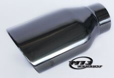 Black Chrome Oval Exhaust Slash Cut Large Tail Pipe Stainless Quality Trim Tip