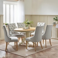 Padstow Wooden Extending Farmhouse Dining Table & 6 Belgravia Fabric Chairs