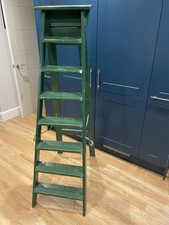 Vintage Wooden Green Step Ladder 5ft 6 Height Plant Display Stand