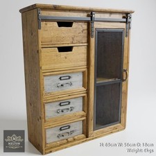 Large Industrial Wall Cabinet Vintage Style Metal Wood Kitchen Bathroom Storage