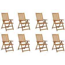 Folding Garden Chairs 8pcs Natural Acacia Wood 57x69x111cm Outdoor Set Dining UK