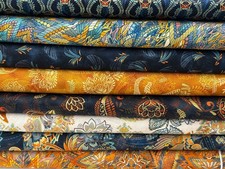 Golden Feathers by Robert Kaufman Metallic Cotton Fabric by 1/4M* Feather Floral