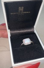 Harper Kendall 9ct Yellow Gold 0.03ct Diamond & Opal Square Halo Ring Size P