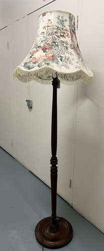 Antique turned wood floor - antique, lamp