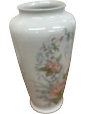 Melba Ware Floral Ceramic Vase White Pink Green - 25cm England