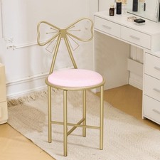 Makeup Vanity Chair with Butterfly Backrest Cute Girls Desk Chair Comfy Bedroom