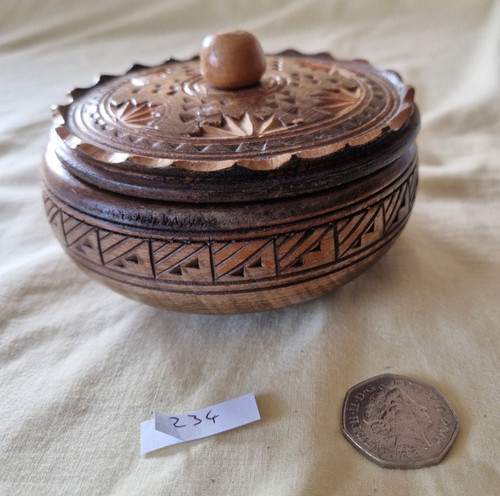 Carved turned wooden treen - wooden,