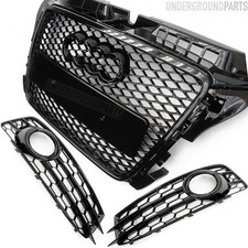 AUDI A3 8P S LINE 08-12 RS3 STYLE GLOSS BLACK HONEYCOMB MESH FRONT BUMPER GRILLE