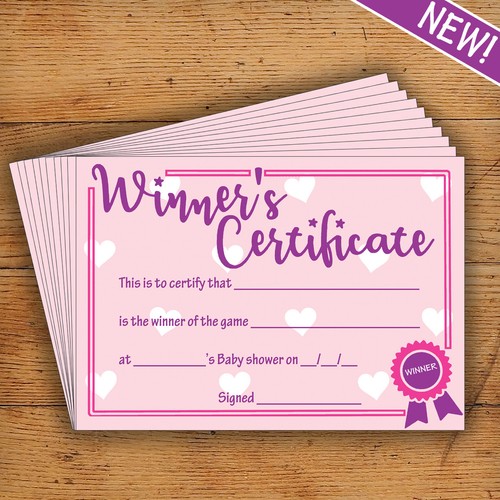 Baby shower certificates 10 - -,