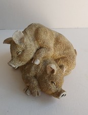 Vintage Resin Pigs Sleeping Figurine Model Leonardo Collection
