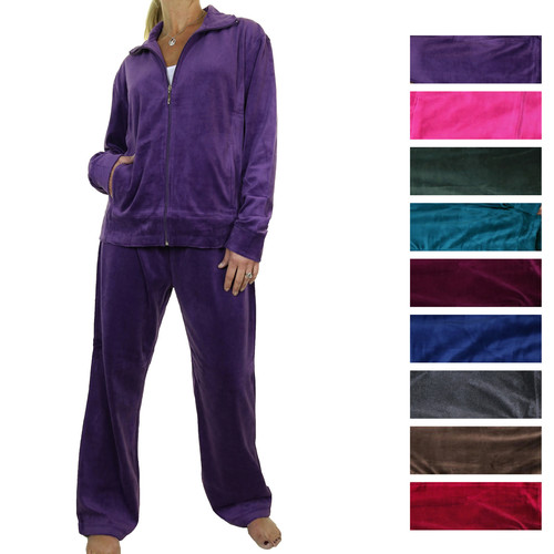 Womens casual velour tracksuit - velour,