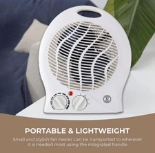 Fan Heater 2KW 2000W Small Portable Electric Hot Warm Air Upright