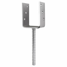 U Shape Post Support Base Bracket Heavy Duty Galvanised Concrete-In Fence & Deck