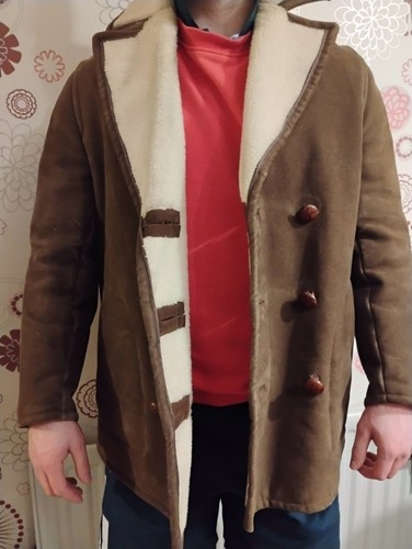 Vintage men beige sheepskin - beige,