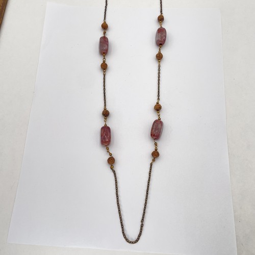 Pink glass wood - glass, beaded