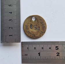 Vintage BOLSOVER COLLIERY #654 Brass Miners Original Lamp Check.