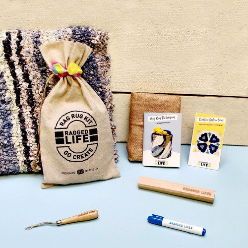 Rag rug beginners cushion kit - rag,