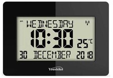 Radio Controlled Wall Clock Large LCD for DEMENTIA & ALZHEIMER SUFFERERS