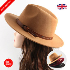 Wool Fedora Hat for Men & Women – Classic Flat Brim Felt Jazz Hat Winter Autumn
