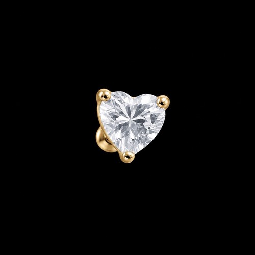 Gold titanium heart - titanium, cz