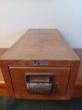 Vintage Rare Airforce Army Globe Wernicke Oak  Dovetailed Drawer File Box (U13)