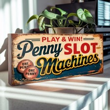 Penny Slot Machine Sign Retro