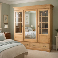 Victorian pine triple wardrobe