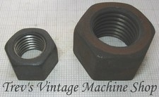 1 inch & 1.5 inch BSW Whitworth full hex nuts, bar turned, black steel, Qty 1/2