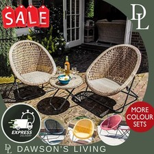 TOBS Original Bistro Set Rattan Garden Furniture 2 Chairs+Coffee Table Grey/Clay